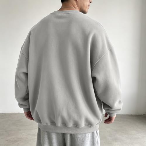 Mens Crewneck Sweatshirt Oversized Trendy Pullover Tops Fall Winter Clothes - image 8