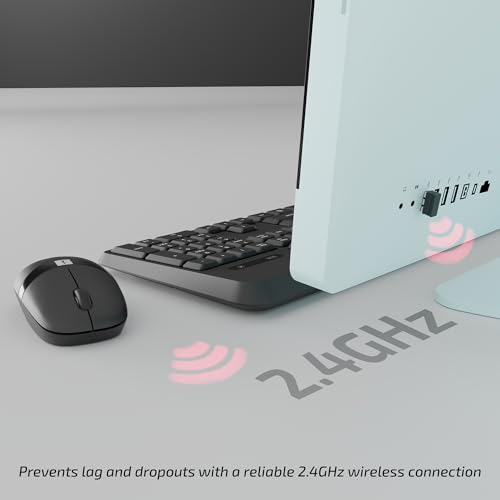 Image of iBall ClickSet S450 Wireless Keyboard & Mouse Combo, 104-Key Full Size Keyboard, 12 Media Keys, Retractable Stand, ₹ Key, UV Coated Keys, Mobile Slot, 1200 DPI Mouse, 3 Buttons, High Precision