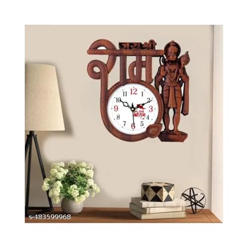 Image of Large Wall Clock - Silent Non-Ticking Analog Clock for Living Room, Bedroom, or Hall Decorative Round Home Decor Clock (Brown-22x22)