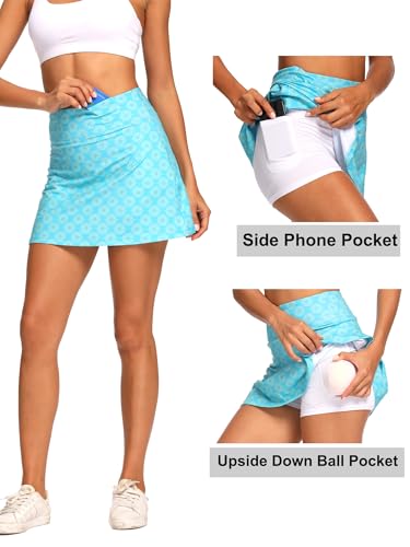 Image of Ibeauti Womens Back Pleated Athletic Tennis Skorts Golf Skirts with 3 Pockets Mesh Shorts for Running Active Workout