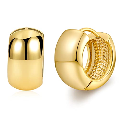 FAMARINE Gold Chunky Earrings for Women Thick Hoop Earrings Gift