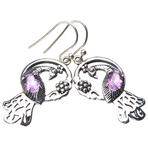 Boucles d'oreilles améthyste naturelle argent 925 femme pendantes violettes E1157