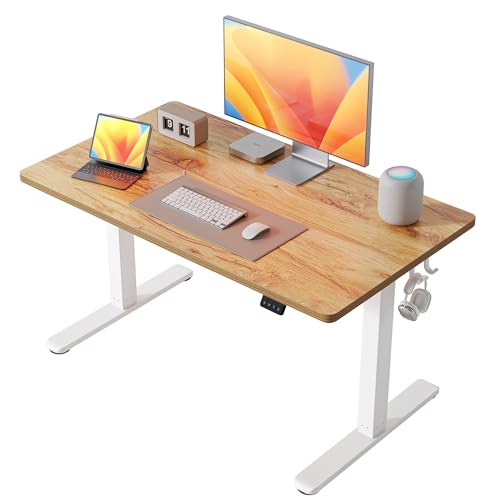 BANTI 40\'\' Standing Desk, Electric Stand up Height Adjustable Home Office Table, Sit Stand Desk with Splice Board, Light Rustic Brown
