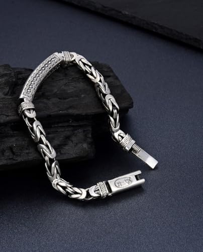 Italian Handmade Sterling Silver Mens Bracelets | Solid S925 Chain Bracelets for Men | Men's Silver Bracelet Gift for Dad, Boyfriend, Son, My Man2