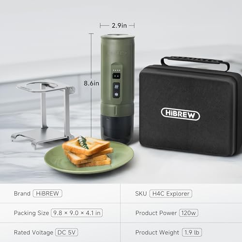 HIBREW H4C Explorer - Compact Electric Espresso Maker, USB-C Rechargeable Coffee Machine for Camping & Travel, Ideal for Capsules & Ground Coffee (Green) - Image 6
