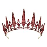 SWEETV Red Tiara Crown for Women, Gothic Wedding Tiara for Bride,Queen Crown Diadem,Costume Hair Accessories for Birthday Prom Cosplay Party Halloween,Gothic Witch in Red