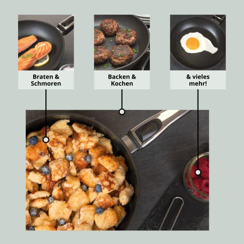 Genius Cerafit Plasma Bratpfanne 28cm + Glasdeckel - ofenfeste Keramikpfanne mit kratzfester Antihaft-Beschichtung | Induktions-Pfanne mit abnehmbarem Griff für alle Herdarten – Bild 3