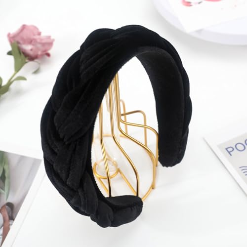 Image of DRESHOW Velvet Braided Headband Women Hair Hoop Elastic Hair Bands Fashion Headbands for Women