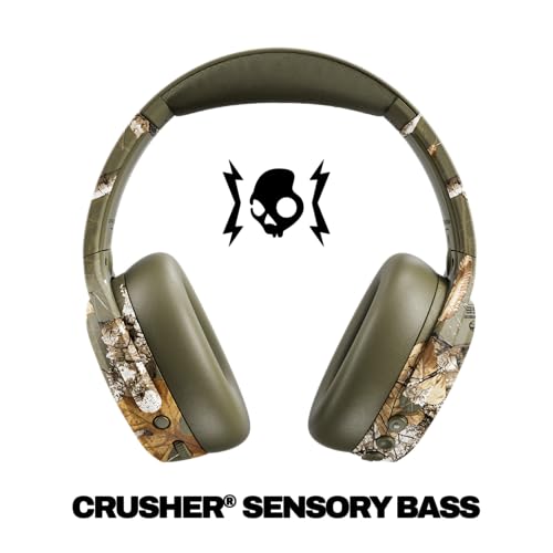 Image of Skullcandy Crusher ANC 2 Wireless Over-Ear Bluetooth Headphones with Multi-Sensory Bass, Active Noise Cancelling, Up to 60 Hours Battery, Microphone for iPhone Android - Realtree Edge Colors Drab