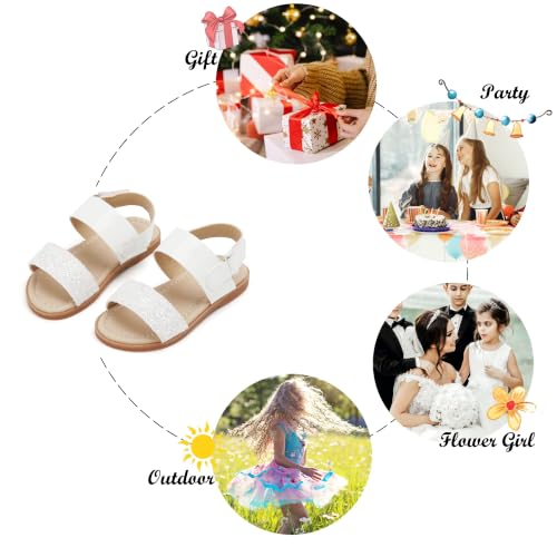 Image of Felix & Flora Toddler Girl Sandals - Little Girl Easter Dress Shoes Lightweight Open Toe Beach Holiday Flats