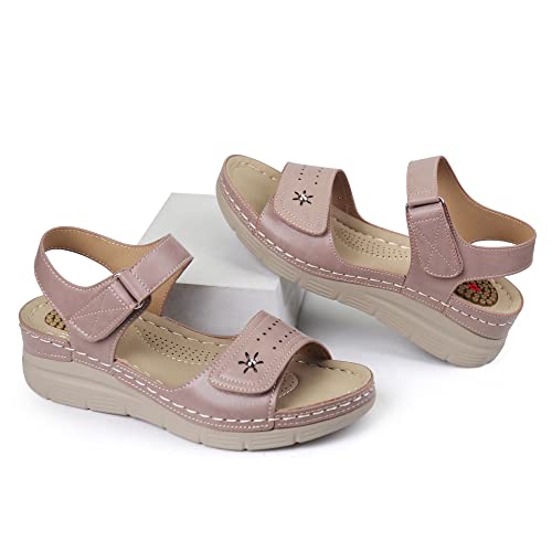 Image of JABASIC Women Comfortable Sandals Orthotic Walking Sandals Orthopedic Arch Support Sandals