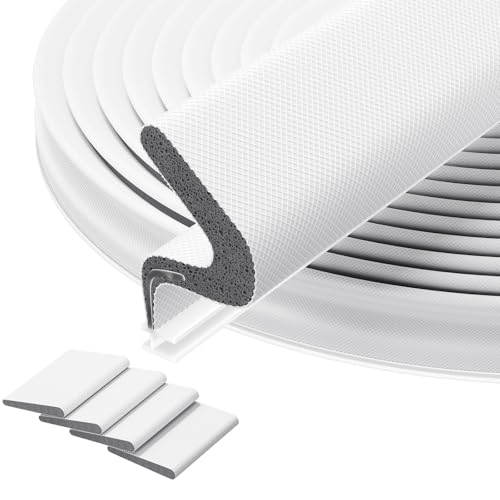 Pluden 40FT Door Seal Strip - Kerf Weather Stripping for Exterior Door Frame, Soundproof Weather Strips with 4 Door Corner Seals (White)