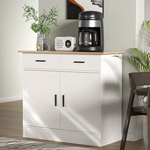 Cozy Castle Kitchen Buffet Storage Cabinet With Doors, Drawers And Flexible Shelf, Buffet Table Sideboard For Kitchen, Entryway, Dining Room,White #TOP2