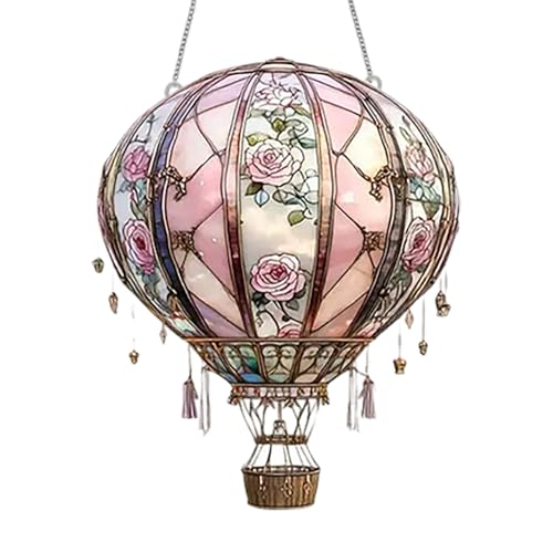 2026 2D acrilico mongolfiera decorazione da parete con luci LED tremolanti per giardino, terrazza, casa di campagna elegante illuminazione esterna (C, B)