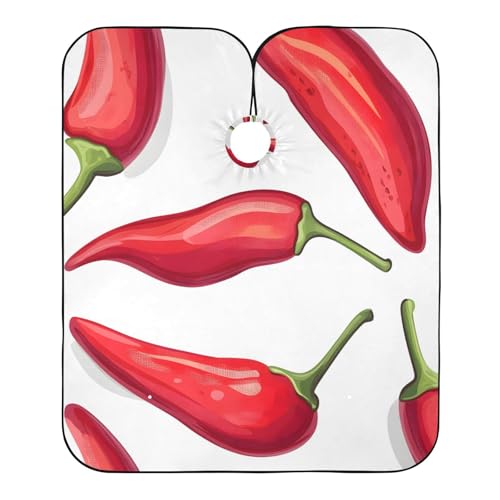 Hezely Red Pepper Hair Dye Cape, Barber Cape for Adults,Waterproof Salon Cape,Waterproof Hairdressing Styling Hair Cutting, 65
