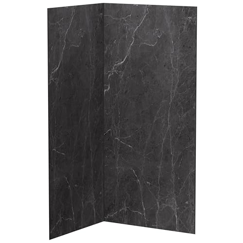 AUPROTEC Pannello composito in alluminio Aragon Dark 3 mm, set di 3 rivestimenti da parete 2100 x 1000 mm, pannello posteriore doccia in alluminio con profili, 2 angoli interni, 2 terminali, 1