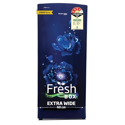 Voltas Beko, A Tata Product 183 L, 4-Star Single Door Direct Cool Refrigerator with Fresh Box Technology (2026 Model, RDC215A / 4W0FBR0M0B00GO, Fairy Flower Blue, Base Drawer) view 1