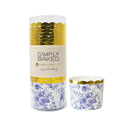 Simply Baked Large 5 Ounce Disposable Paper Baking Cups, 20 Pack Of Cupcake Muffin Wrappers For Baking Or Party, Treats, Candy, And Snack Cups, Timeless #TOP6