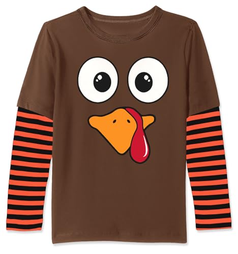 BesserBay Kids Thanksgiving Stripe Long Sleeve Patchwork Shirt 4-12 Years