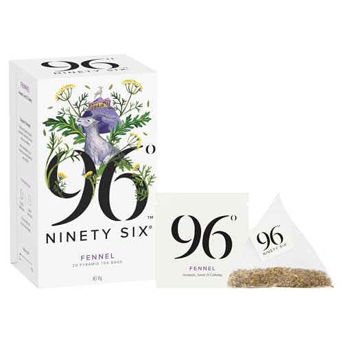 96 Fennel Tea 20 Pyramid Tea Bags Aromatic Sweet & Calming Herbal Tea Caffeine-Free Sugar Free Individually Wrapped Recyclable Envelopes Plant-Based tea bags with No Microplastics