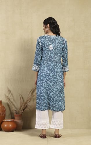 Image of Zainab Mulmul Straight Kurta |Chikankari | Chikankari Kurta | Chikankari Short Kurti | Lucknowi Chikankari Kurti (WL155-P)