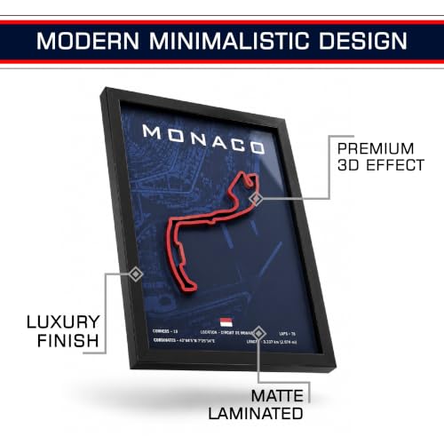 Image of CodersParadise Monaco Racing Circuit 3D Wall Art Frame, Motorsport Track Decor, Racing Fan Wall Hanging for Bedroom, Gaming Room, Office & Home Decoration