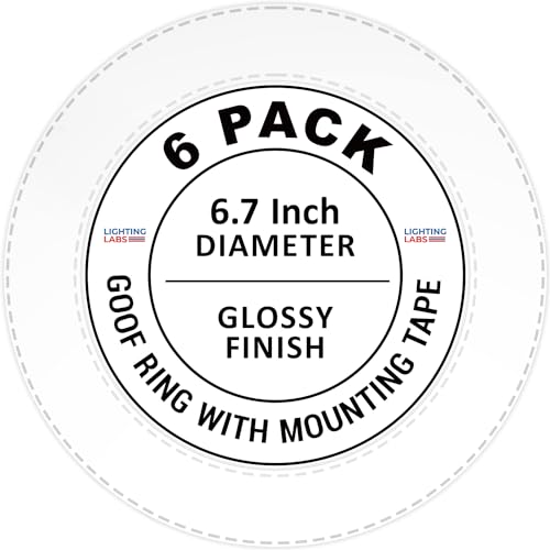 Image of 6 Pack Gloss White Goof Trim Ring for 4 Inch Recessed Can Lighting Down Light, Outer Diameter 6.7 Inches, Inner Diameter 4.2 Inches, Includes Mounting Tape