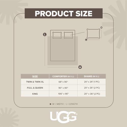 UGG Leonora Twin Comforter Set, Lightweight, 2-Piece, Charcoal Grey - image 3