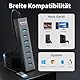 7-Port USB Hub 3.0 mit 120cm Kabel für Desktop, Aluminium USB Verteiler 5Gbps Multiport Adapter Splitter mit 5V 3A Type-C Port für PC, Laptop, MacBook, U-Disk, Maus
