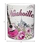 Sweet Gisele | City of Nashville Ceramic Mug | Coffee Cup | Downtown Skyline Background | Music City Theme | Pink Guitar & Floral Pattern Foreground | Great Novelty Gift | 11 Fl. Oz (Pink/Grey) #1