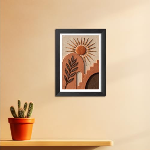 Image of TenorArts Boho Art 3D Clay Textured Digital Art Print Photo Frame, Modern Art Abstract Painting For Bedroom Living Room Home and Cafe Decor | Minimal Drawing Black Framed Posters for Decoration (9x12 inches) [CL-B09]