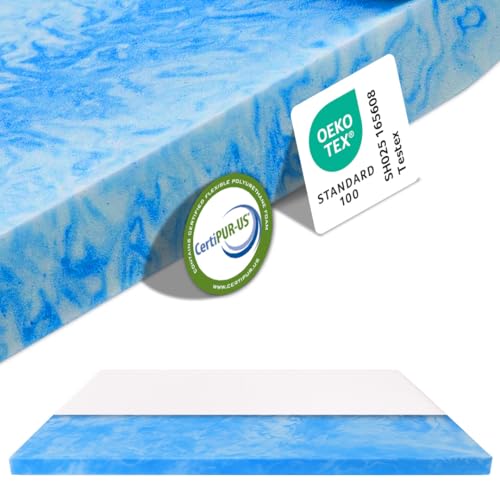 MKS Dream Komfort Gelschaum Topper 220x200 5cm Gel Topper für Matratzen Memory Foam H3/H4 mit ergonomischer Form druckentlastender Wirkung und atmungsaktivem Bezug