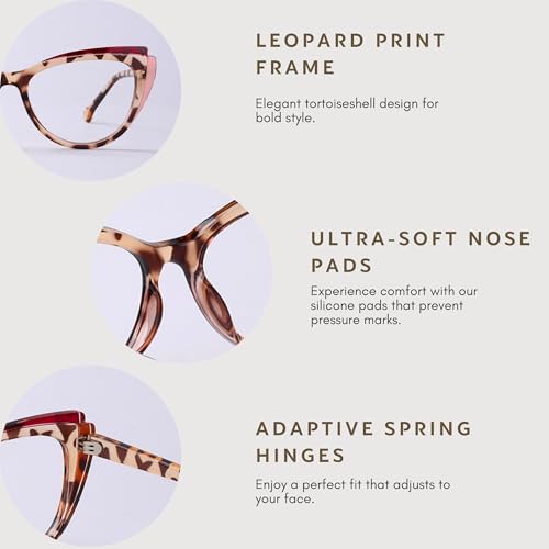 Blue Blockers Glasses for Women, Bluelight Glasses with Cat Eye Frame for Style, Comfort, Eye Strain Relief