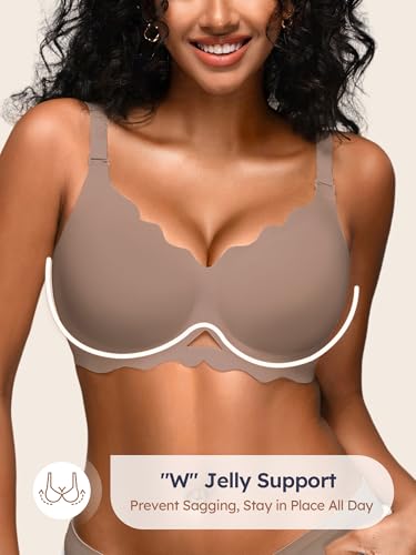 Image of Seamless Jelly Bras for Women - Wireless Gel Bra No Underwire with Support Full Coverage Comfort T-Shirt Bralette