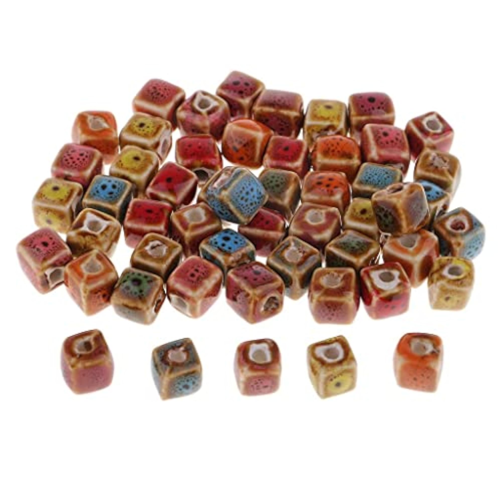 6x50 Flower Glaze Ceramic Beads Porcelain Beads for DIY Bracelet