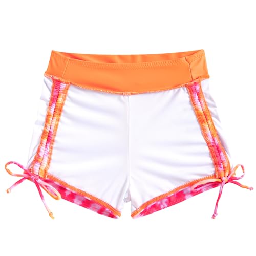 Image of Funnycokid Girls Swimsuit 3 Pieces Zip Rash Guard Bathing Suits Set Kids Bikini Boyshort Summer Swimwear 3-14 Years