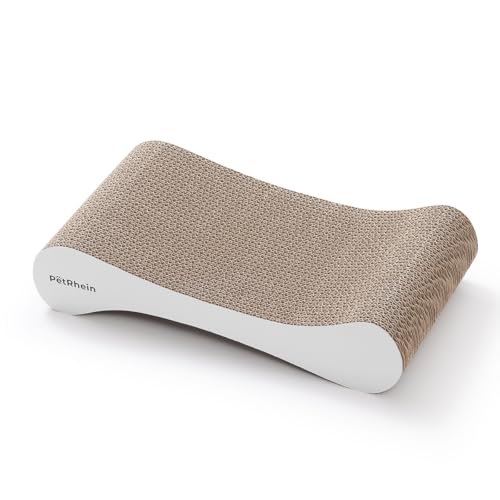 PetRhein Kratzbrett für Katzen aus Kratzpappe,Kratzbretter Katze mit ergonomischer Wellenform & Wabenstruktur,Beidseitig nutzbar,Katzenbett & Kratzlounge–Krallenpflege & Möbelschutz