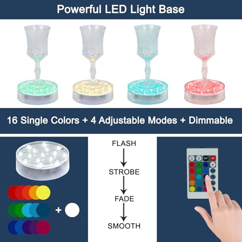 Image of 4 Inches Round Rechargeable Multicolor LED Light Base with Remote Control | LED Light Display pedestal, rechargeable design, great for crystal art, vase, table decor, wedding centerpiece & home party