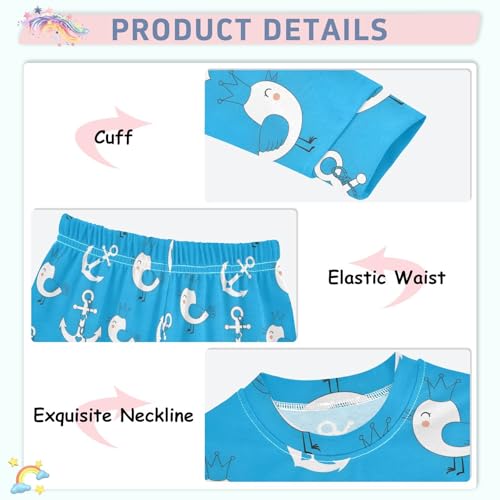 Pajama Sets Long Sleeve Anchor Birds and Waves Pattern Soft Comfy Sleepwear 2 Piece PJS 3-8T4