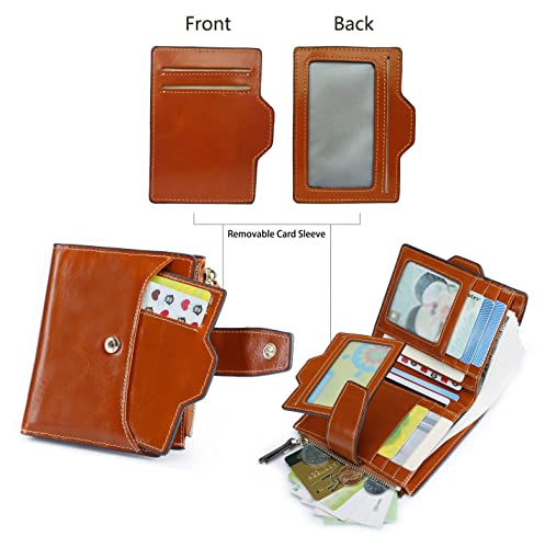 AINIMOER Women's RFID Blocking Compact Bi-fold Wallet with ID Window