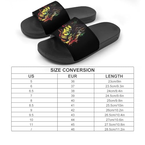 Rasta Reggae Music Jamaican Lion PVC Slide Sandals Non-Slip Shower Slipper Open Toe House Shoes for Men Women2