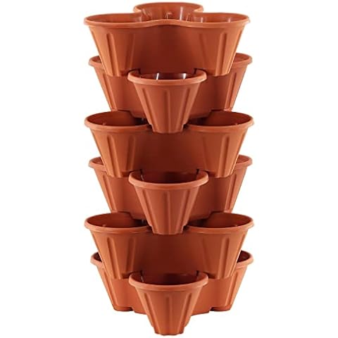 GEEZY Triple Stackable Plastic Planter Cover