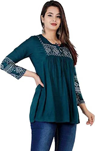 Image of Kartik Fashion Women Rayon Embroidered Regular Top