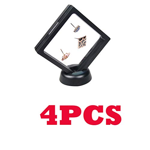 Preisvergleich Produktbild H HILABEE 4Stk. Schwarz 3D Rahmen Schweberahmen Münzrahmen Münzständer Objektrahmen Bilderrahmen Schmuckhalter