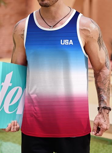 Image of VOGSTART Mens Hawaiian Beach Tank Tops Summer Vacation Muscle Top Graphic Sleeveless Shirts (S-3XL)