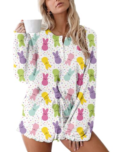 Image of Roshop Halloween Pajama Women's Pumpkin Matching Top & Shorts Loungewear Set