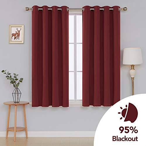 Image of Deconovo Blackout Curtain Room Darkening Panel for Bedroom or Living Room Grommet Thermal Insulated Lighting Reduce Drape 52 x 63 Inch Red 1 Panel