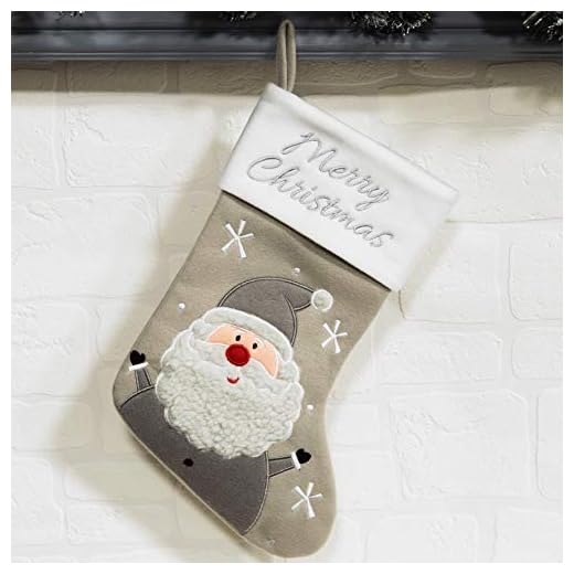 Widdop Magnifique Gris et Blanc Père Chaussette de Noël à Suspendre