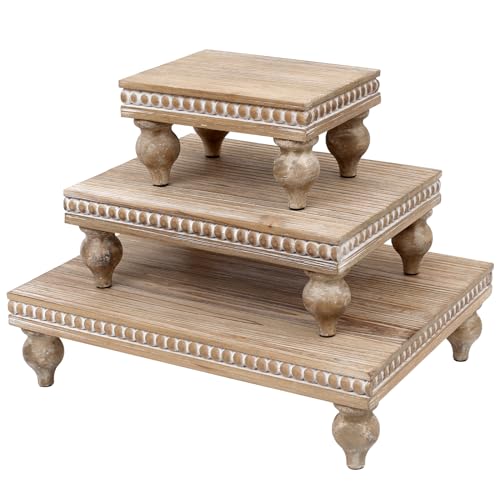 SwallowLiving Wooden Riser for display, Natural, Set of 3 by SwallowLiving - Used condition - US$62.85