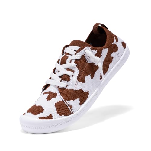 Image of Women's Barefoot Slip-On Sneakers, Slightly Roomy Toe Box, Arch Support Breathable Mesh Walking Loafers with No-Tie Elastic Laces, Non-Slip for All-Day Wear | Size Up Half Size for Wide Feet & High Instep